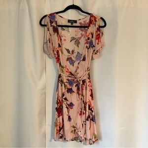Lulus Blush Floral Wrap Dress XS